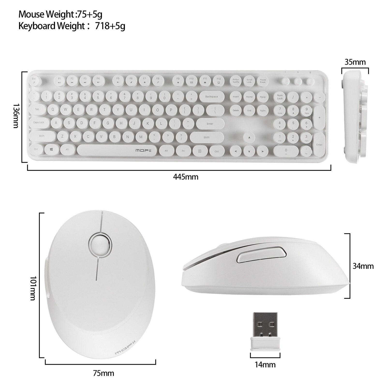 Wireless Keyboard Mouse Set 2.4G Wireless Keyboard Punk Keycap For PC/Mute Mini Portable Mice Keyboards Girl