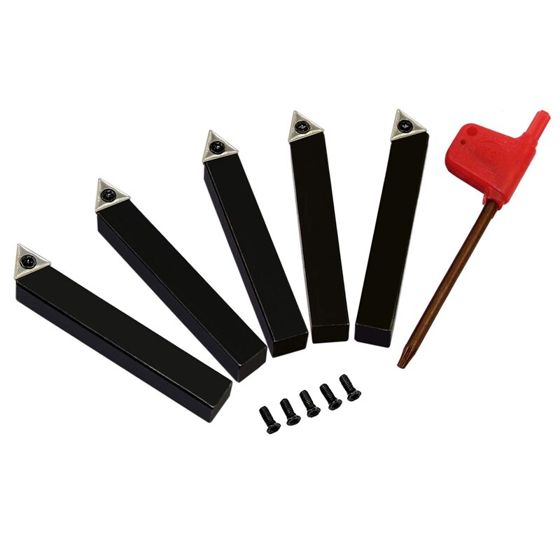 SHGO -Indexable Carbide Turning Tools 10Mm 3/8 inch Tipped Lathe Cutter Tool Set for CNC Machine 5 PCS