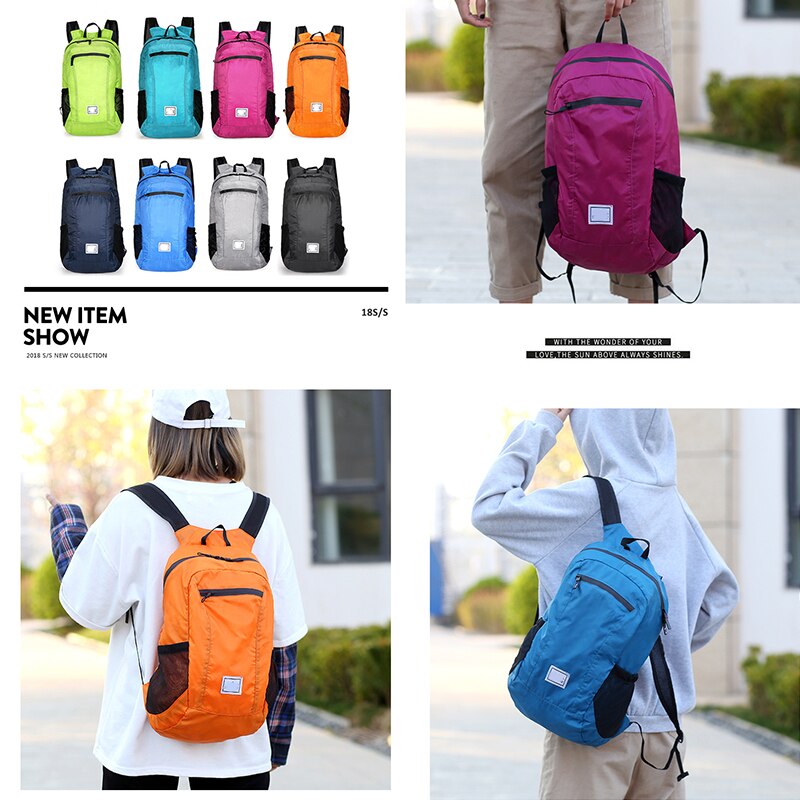 Lightweight Foldable Polyester Rucksacks folding bag Waterproof Gym Bag Travel Shoulder Handbag for Women Outdoor Sports Bag