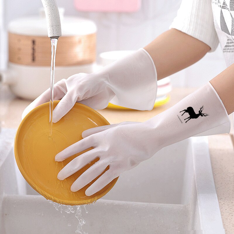 Guantes de látex y goma para lavar platos para mujer, manoplas de limpieza duraderas para el hogar, herramientas para el lavavajillas: 11 / S