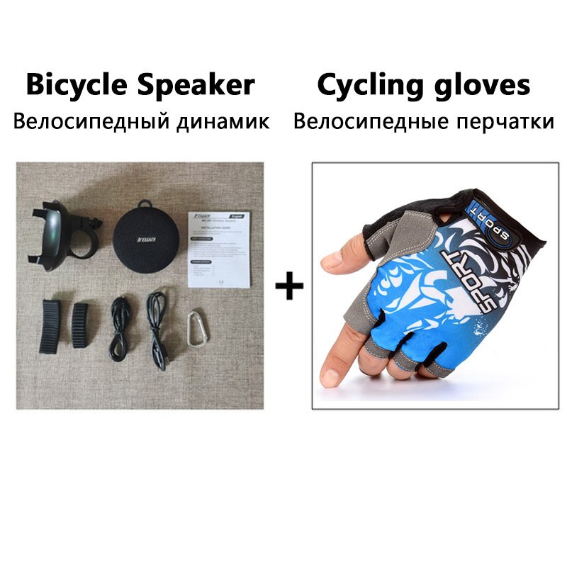 Bicicletta Altoparlante Bluetooth Esterno Portatile Mini Colonna IPX7 Senza Fili Impermeabile Altoparlante di Musica di Centro Boombox TF di Sostegno di FM: Black with gloves