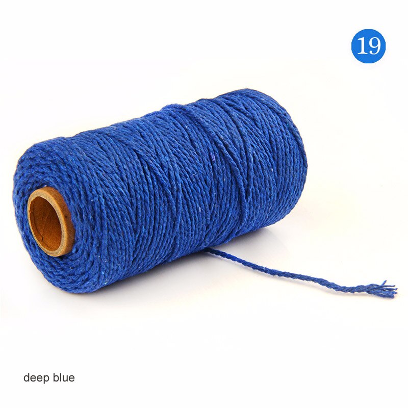 Snoet macrame snor reb håndværk håndlavet gør-det-selv bryllup indretning levering sytråd håndværker snor 100 yards bomuldssnore 19 farver: Dyb blå