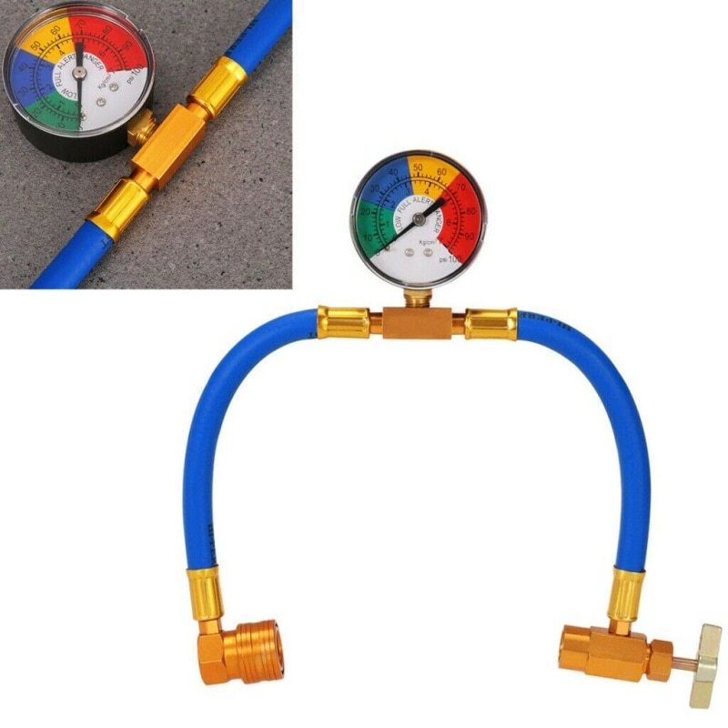 Recharge Measuring Hose Gauge Valve Refrigerant Pipe R134A With Gauge 1/2 Thread Car Auto AC Air Conditioning Gauges
