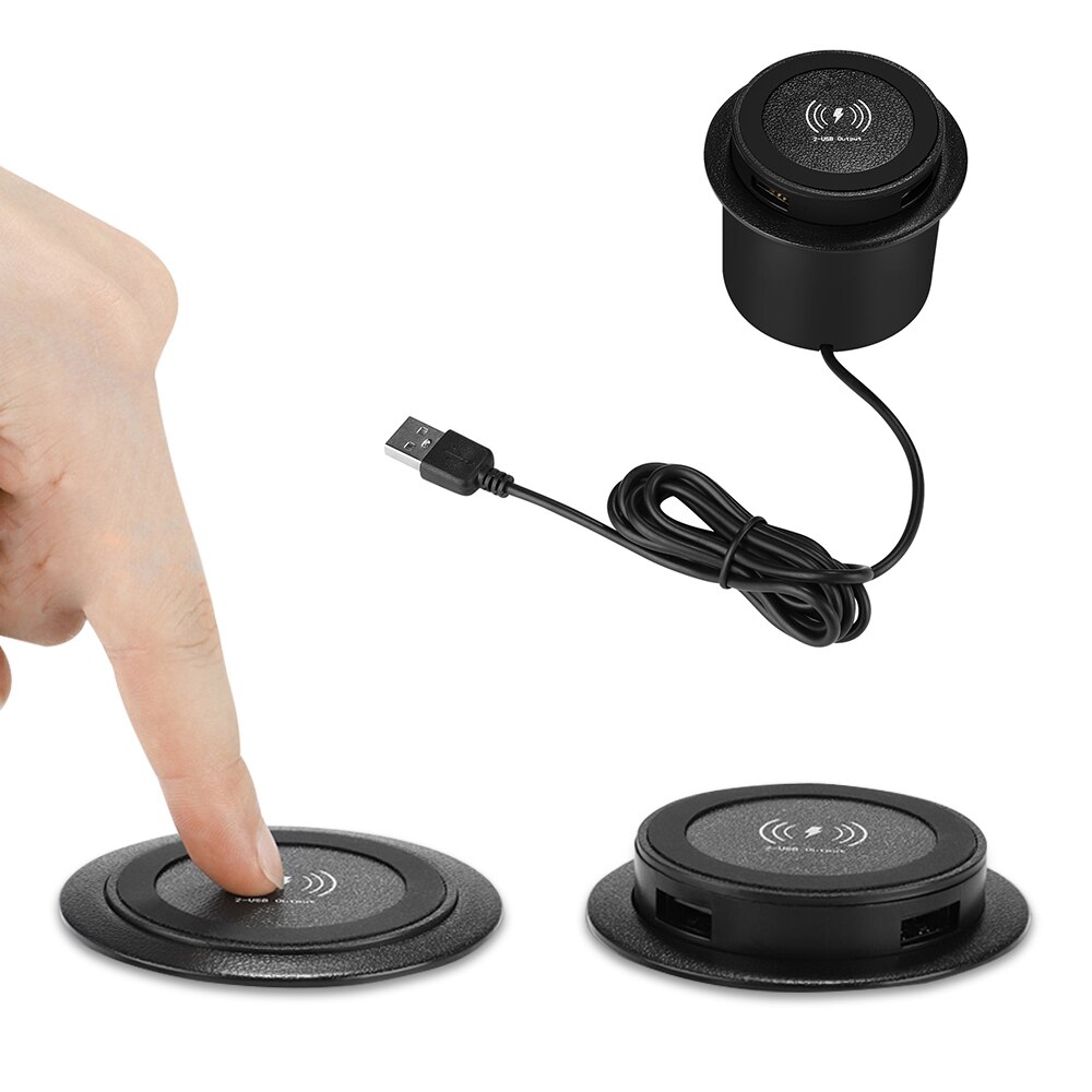 QI Wireless Charger Furniture Desktop Embedded Fast Wireless Charger Mobile Phone Charging Pad Table Mounted Quick Charger