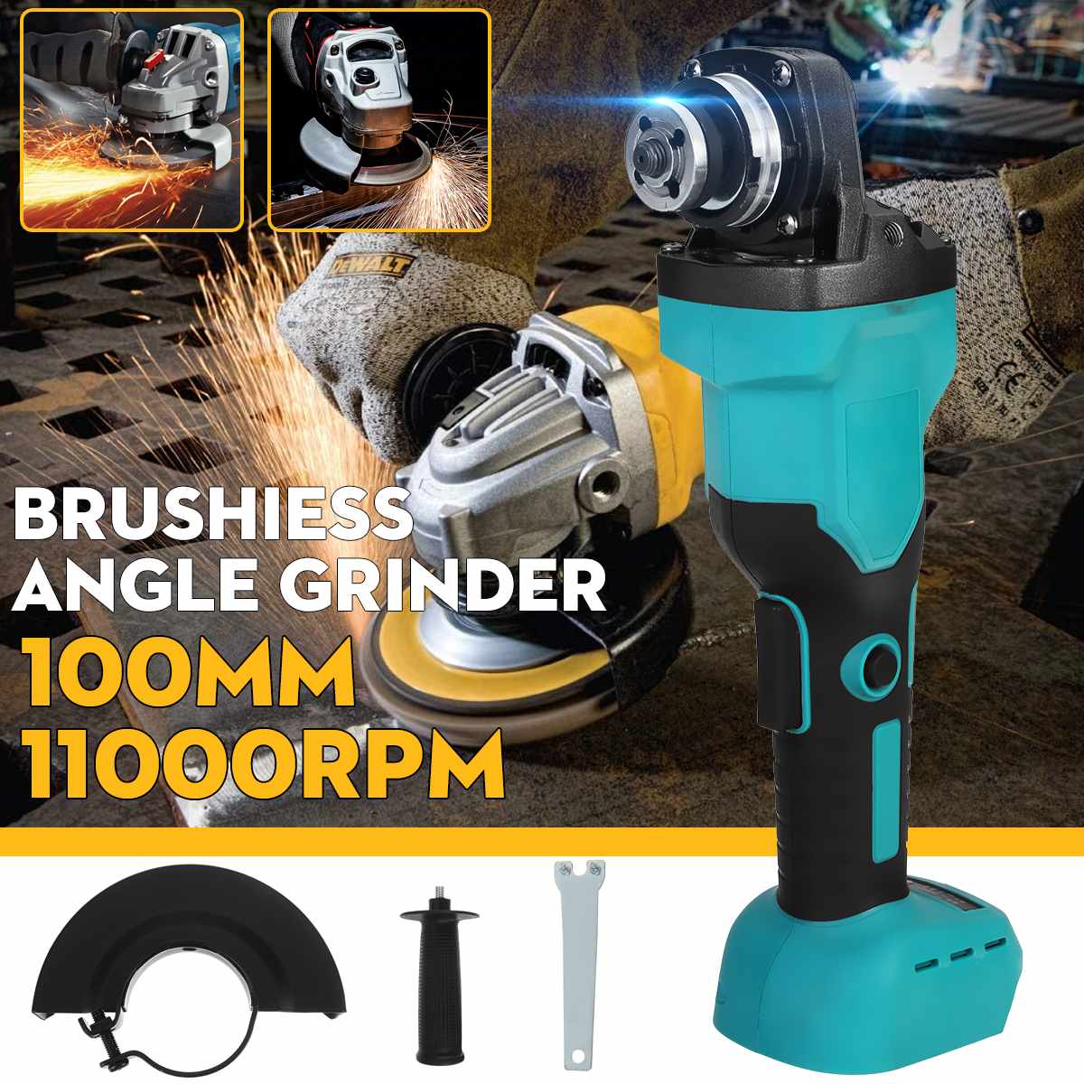 800W 18V Brushless Cordless 100mm Impact Angle Grinder Variable Speed For Makita Battery DIY Power Tool Cutting Machine Polisher
