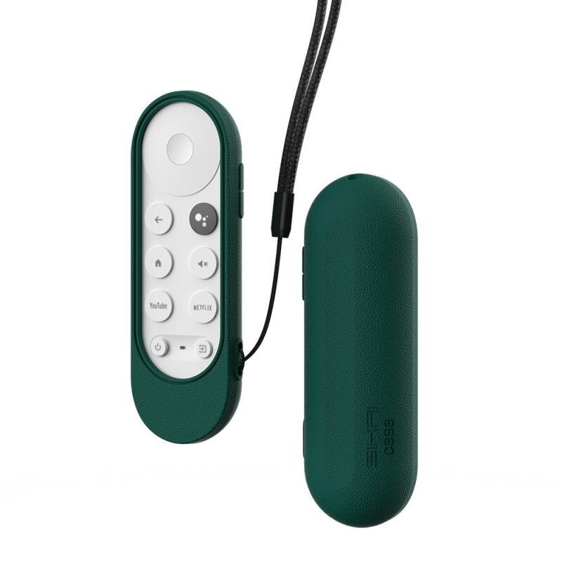 til chromecast stemme fjernkontroll med sløyfe silikon etui til chromecast til -google tv stemme fjernkontroll støtsikker beskyttelsesdeksel: Mørk grønn