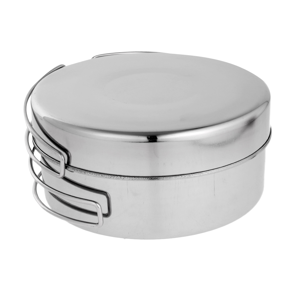 4-in-1 Stainless Steel Outdoor Backpacking Camping Picnic Cookware Cook Set