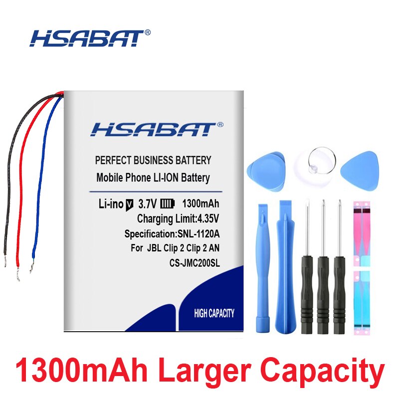 HSABAT 0 Ciclo di 1300mAh GSP383555 Batteria per JBL clip 2, clip 2 UN, clip2BLKAM, CS056noi, p04405201 Sostituzione Accumulatore