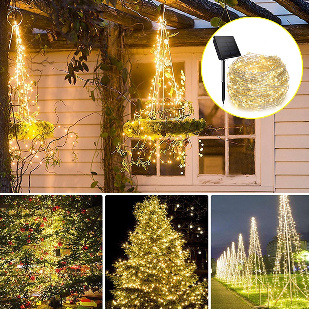 Solenergi led-lampe utendørs strenglys 7m/32m led eventyrlys julekranser solar hagefest vanntette led-lys