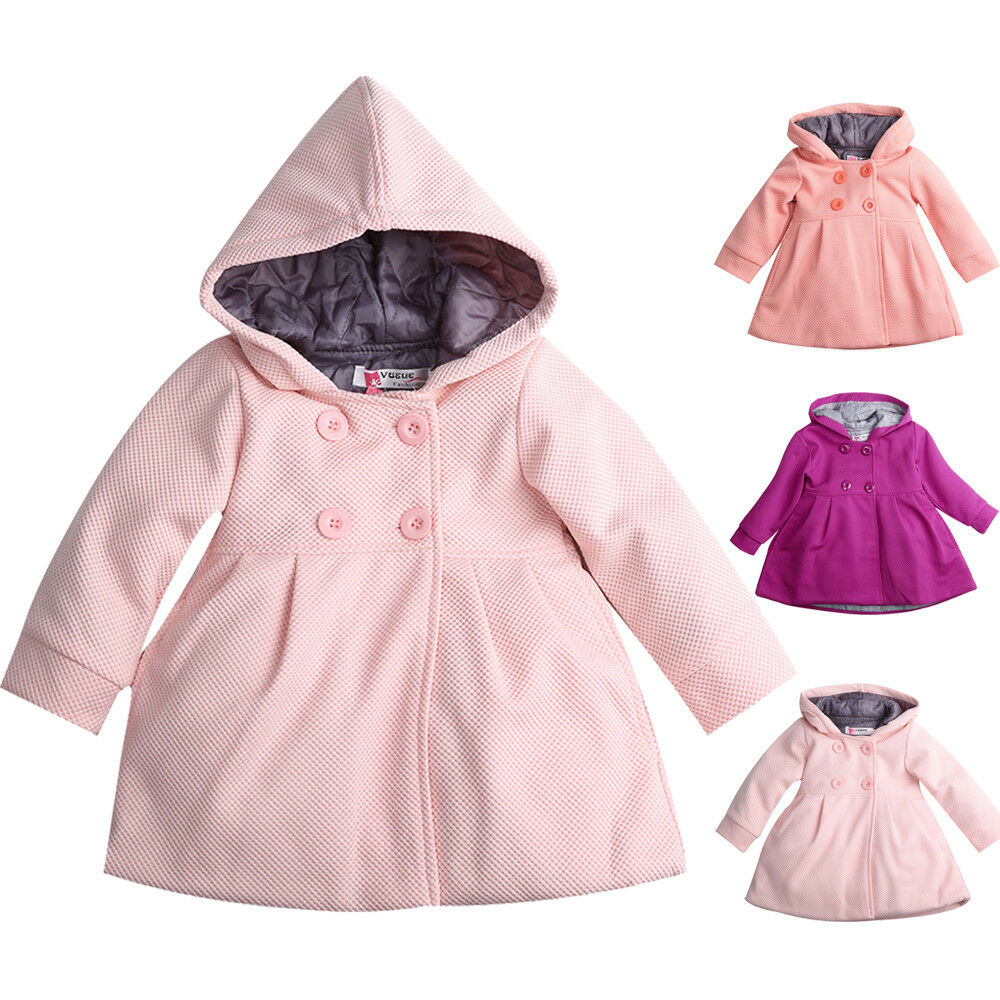 Vêtements en coton pour bébés filles | automne-hiver, manteau à capuche à boutons de corne, 6M-3T