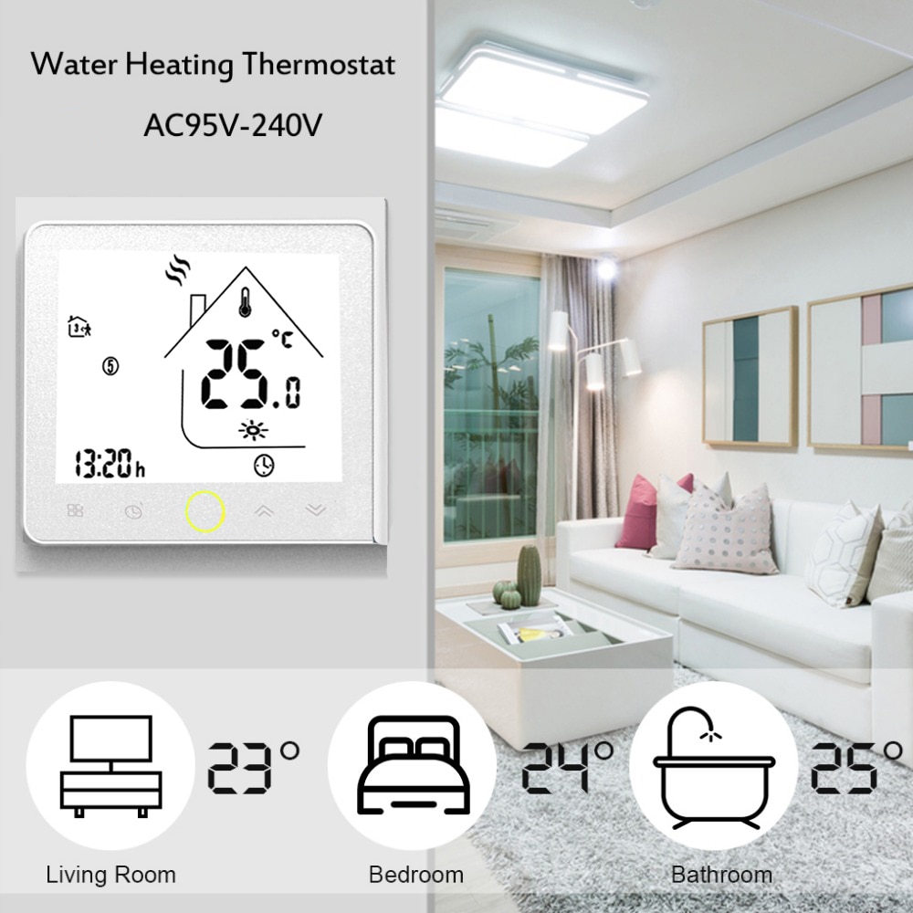 Smart termostat temperaturregulator til vand/el gulvvarme vand/gasfyr fungerer med alexa google home