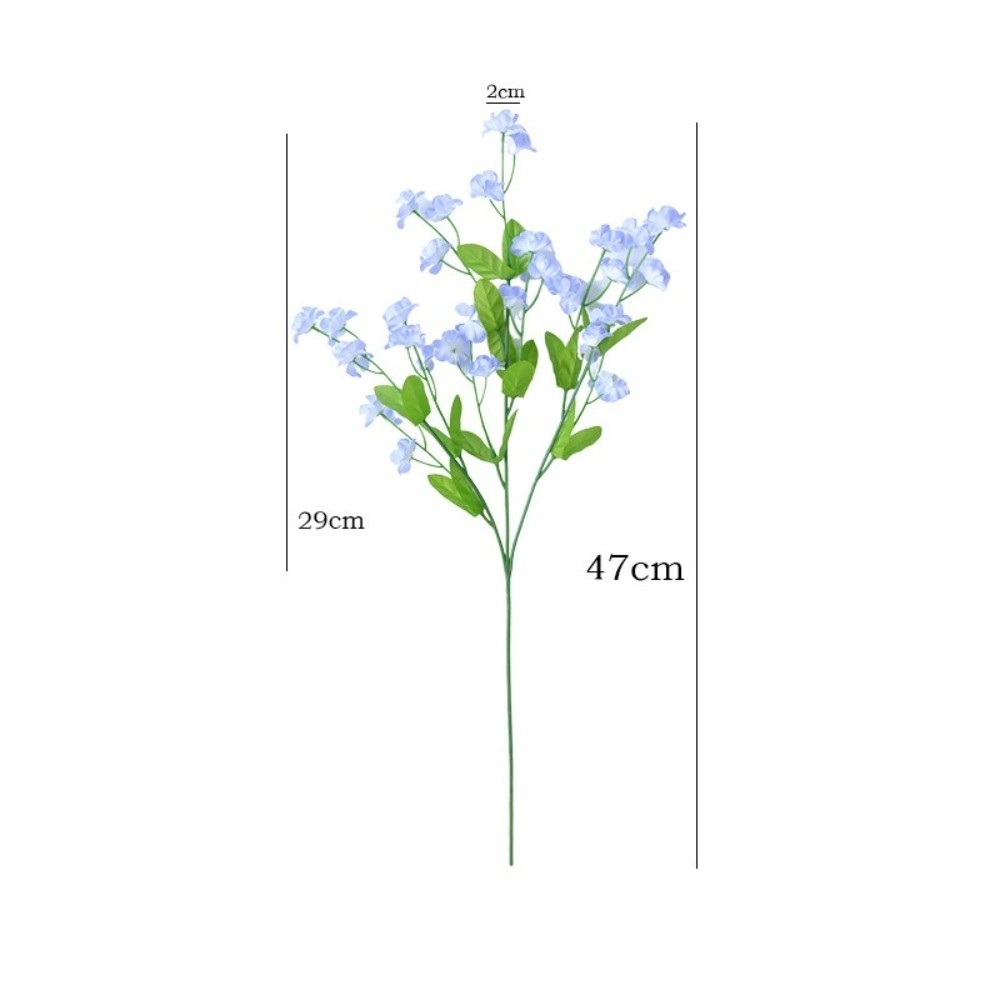 Real Touch Forget-Me-Not Artificial Forget-Me-Not Flowers 47cm Silk Floral Bouquets Long Branch DIY Simulation Flowers Wedding