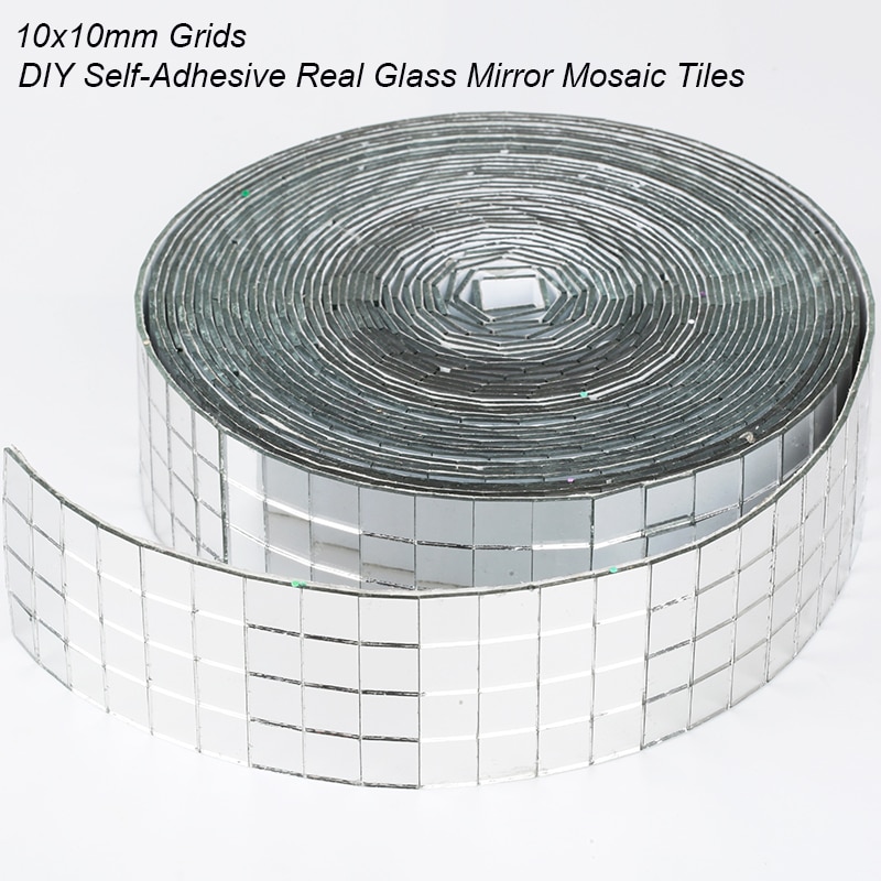 10x10mm griglia 1 metro piastrelle di mosaico quadrate autoadesive in vetro specchi a nastro fogli di mosaico per fai da te artigianato adesivo da parete