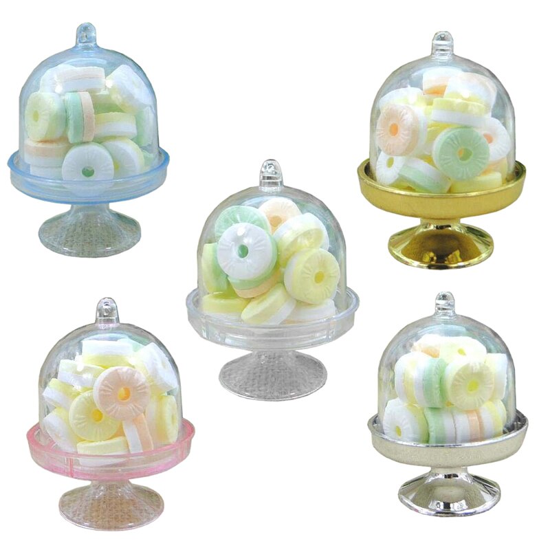 12x Mini Stand de Gâteau Cupcake boîte De Mariage Boîte à Bonbons En Plastique Transparent Argent