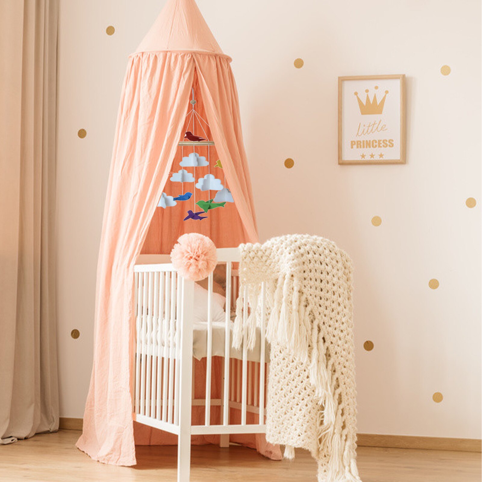 Witte Wolk Vogels Vilt Wind Chime Baby Kamer Decoratie Opknoping Drie-Dimensionale Windgong