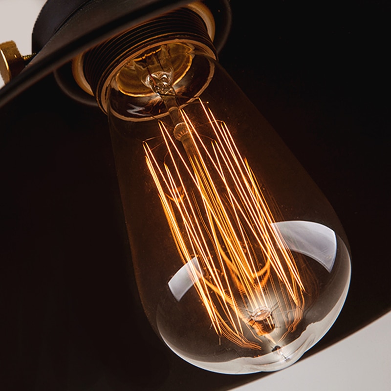Svart vintage industriell taklampe nordisk retro lys jern lampeskjerm loft edison lampe metall bur spisestue landsbygda