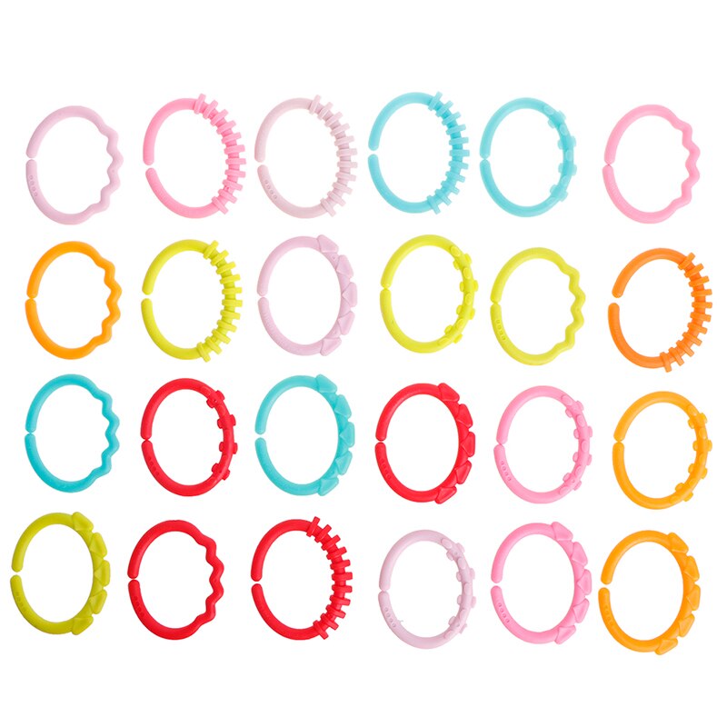 24 pcs Colorful Teeth Rubber Ring Baby Teether Toy Crib Bed Cart Hanging Rattle Toy Ornaments Education Doll 100% Brand