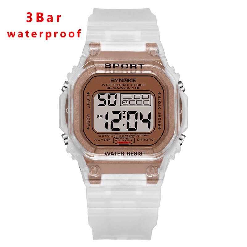 Synoke dames polshorloge koppelhorloge lichtgevend alarm g dames schok elektronisch horloge waterdicht heren digitaal horloge: 3 bar koffie