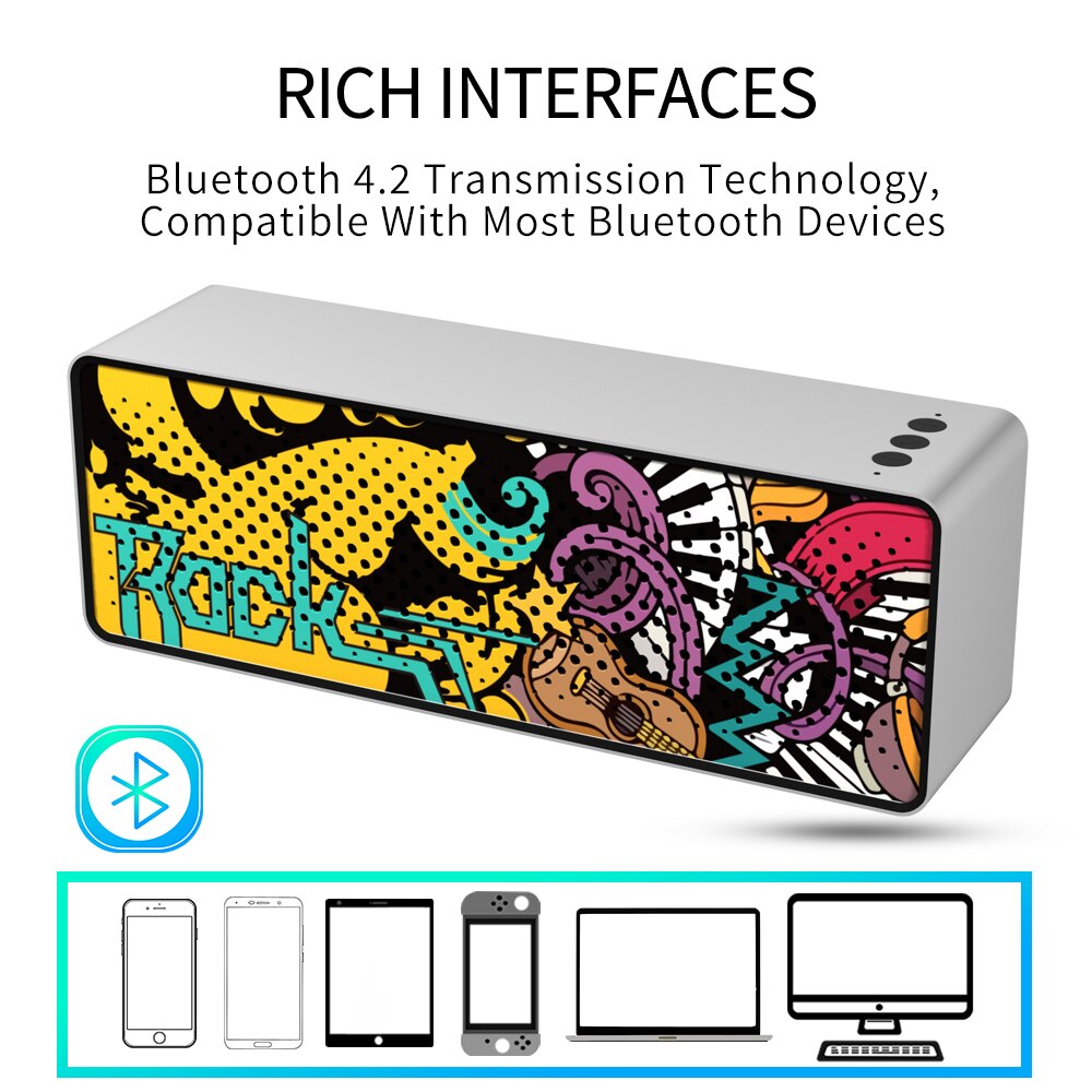 F2 Wireless Powerful Bluetooth Speaker Portable Column Mini Speaker Bluetooth 4.2 Outdoor Column Sound box with TF Card FM Radio