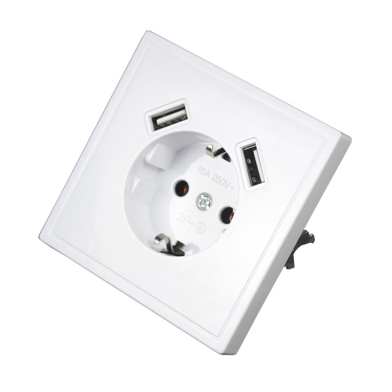 Usb vægstik til telefonopladning dobbelt usb port 5v 2a usb vægudtag usb murale træ farve  j1-01m: Hvid farve