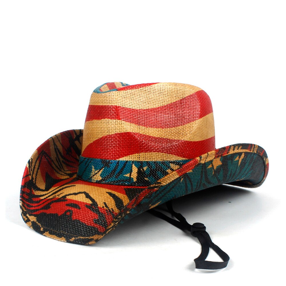 stroh Cowboy Hut Frauen Männer Sommer Westlichen Sombrero Hombre Hut Pamama Winddicht Seil Sonnenhut