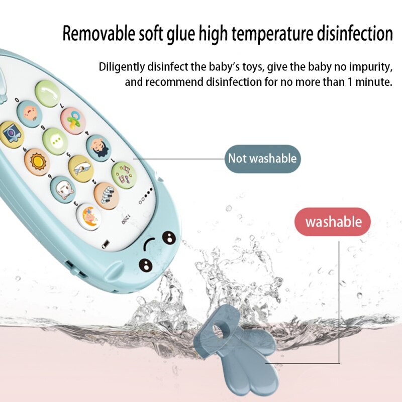 Vokal legetøj mobiltelefon blød plast tidlig uddannelse puslespil tosproget spædbørns sikkerhed kan bide multi-funktion