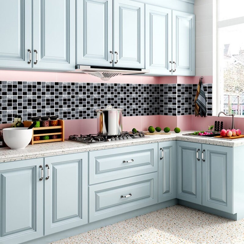 Azulejo adhesivo 3D de tres dimensiones con de mosaico autoadhesivo para pared azulejo de simulación anticolisión para cocina/baño