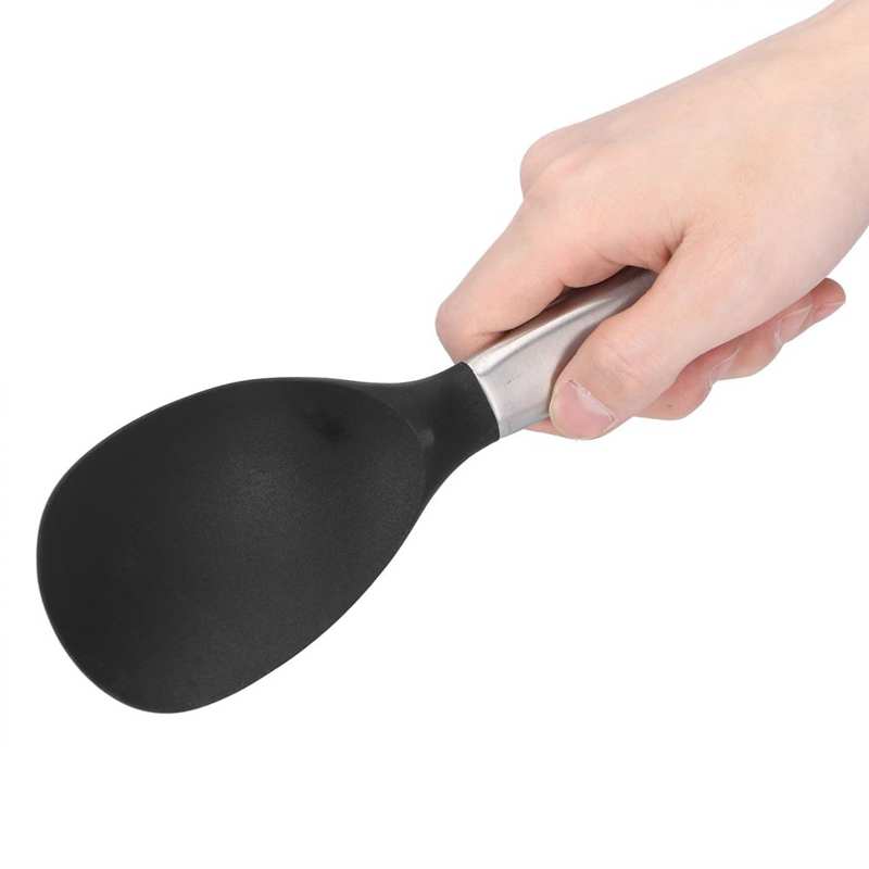 Stainless Steel Silicone Rice Spoon Non-Stick Pan Rice Serving Spoon with Hanging Hole Kitchen Tool Western Dinnerware