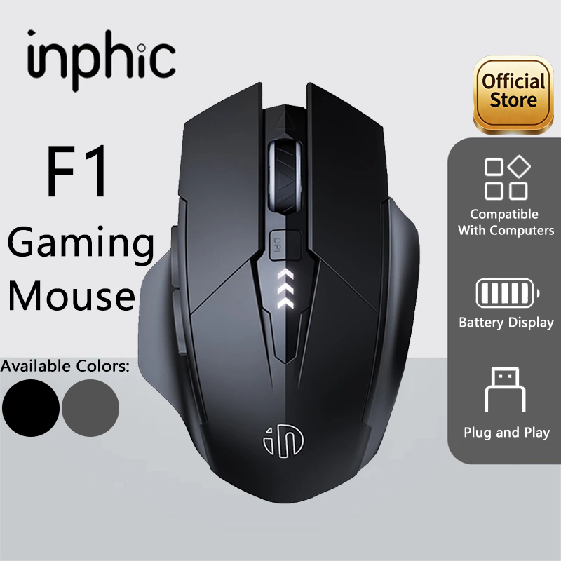 INPHIC F1 2.4G bezprzewodowa mysz 500mAh ergonomiczny wyświetlacz mocy z możliwością ładowania biuro w domu cichy laptop komputer stacjonarny uniwersalny
