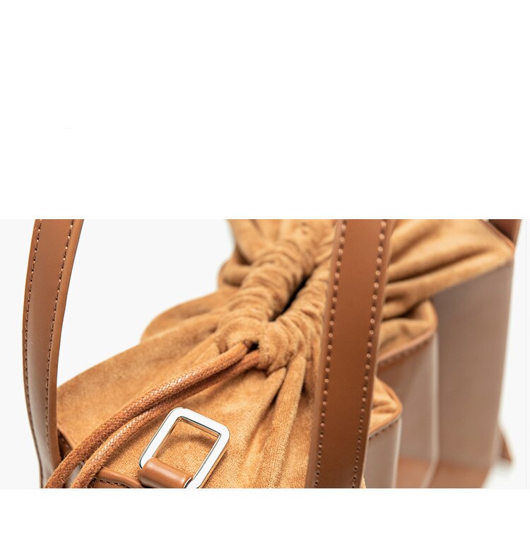 Vrouwen ruches SERA totes handtas lente zomer vintage crossbody emmer zak zwart wit blauw bruin