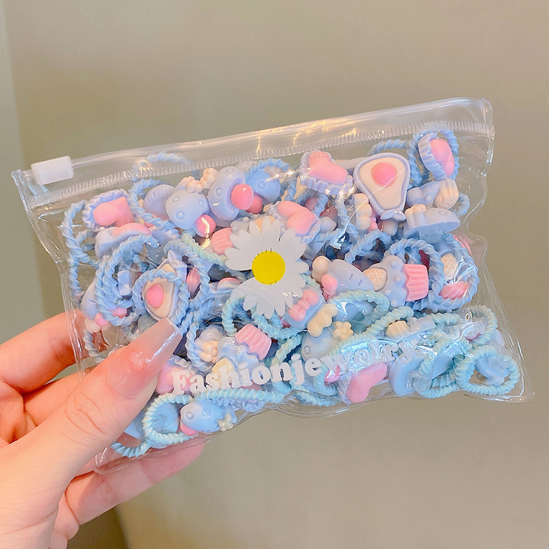 10/20 unids/set nuevas diademas bonitas de dibujos animados para niñas bandas elásticas para el cabello accesorios para el cabello para niños Scrunchies adornos para la cabeza: XS / Negro