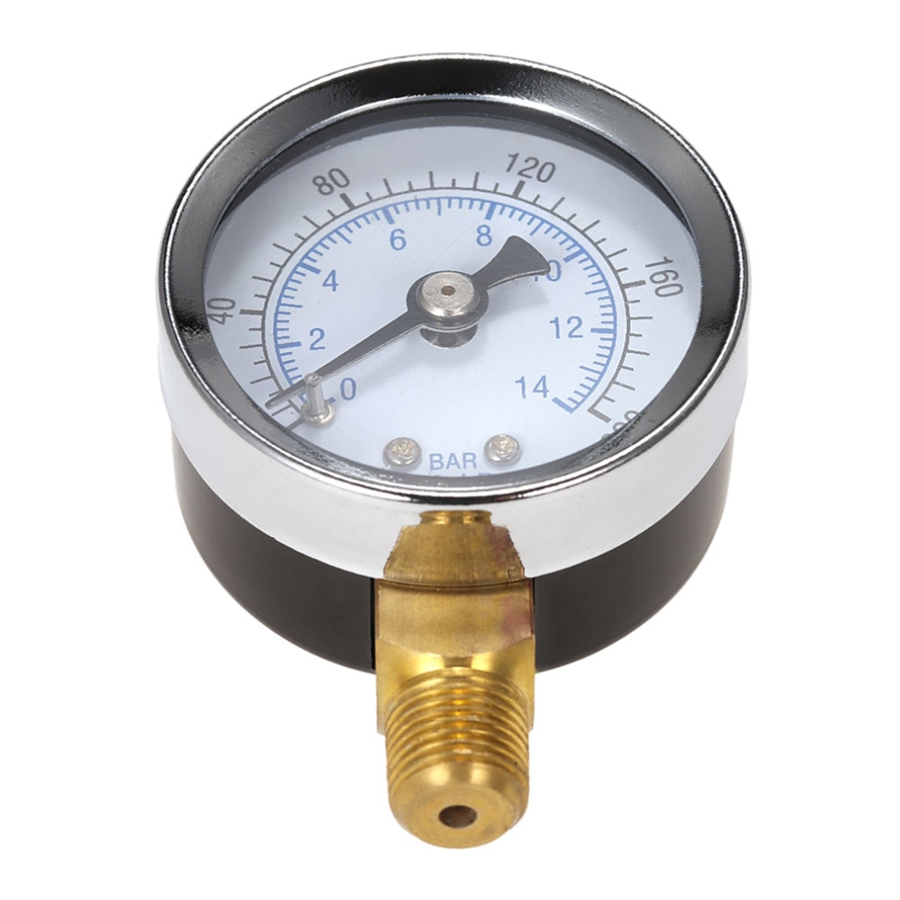 0-200psi 0-14bar Mini Pressure Gauge Dial Air Compressor Meter Hydraulics Pressure Tester Double Scale Measurer Side Mount