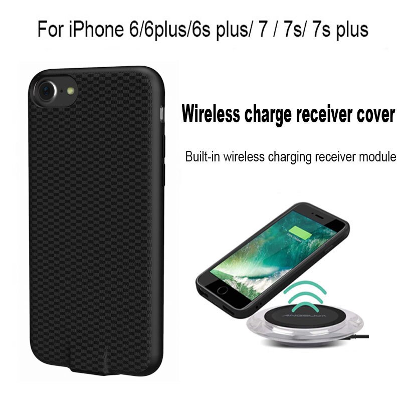 Qi Wireless Charging Receiver Case for iPhone 6 /6S/6S Plus/6 Plus /7/7Plus, Wireless Charger Receiver TPU Phone Cover Black