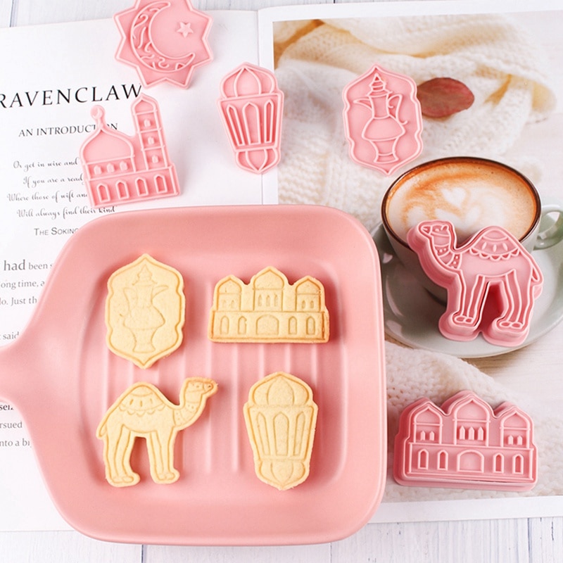 6Pcs Eid Mubarak Cookies Cutter Mould Ramadan Diy Cakevorm Ramadan Kareem Party Muffin Decoratied Stempel Gereedschap