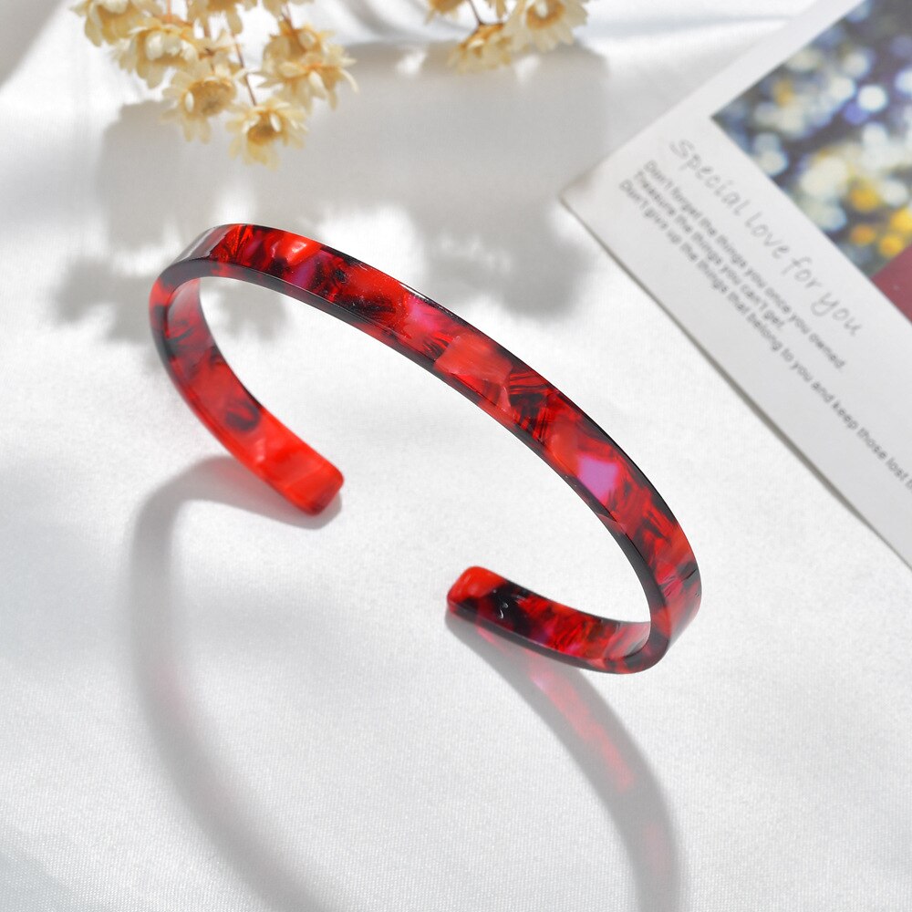 Acrylic Leopard Resin Bangles Bracelets for Women Girls Colorful Cuff Open Bangles 6mm Width Jewelry Party: 07