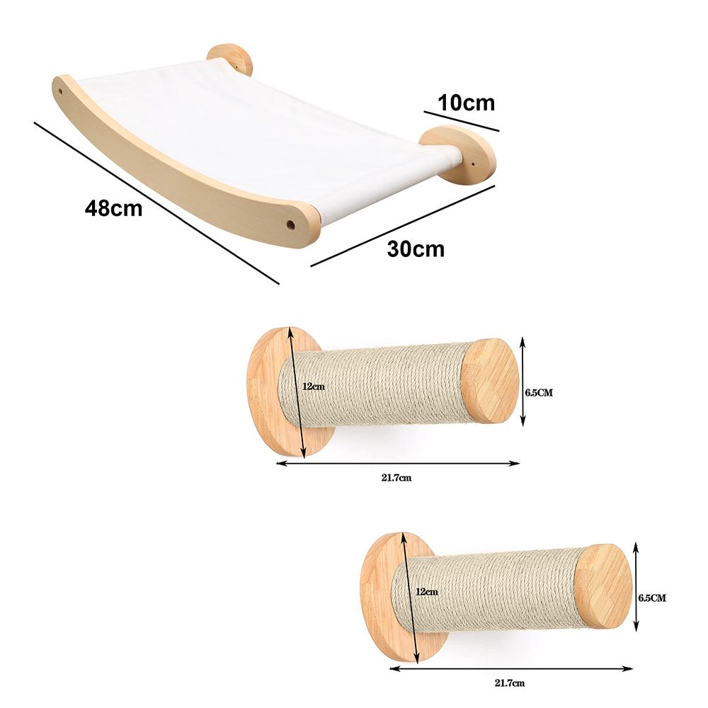 Cat Climbing Shelves Wall Mounted Cat Tree Tower Perches Scratching Posts Hammock Rope Ladder House Indoor Cat Gym Accessories: Gold