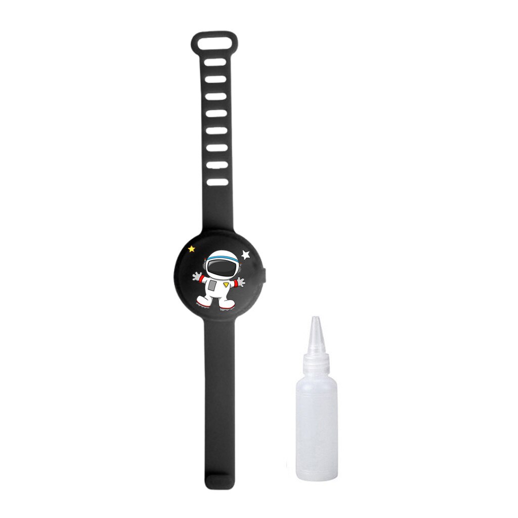 Braccialetti di erogazione disinfettante per le mani con stampa astronauta Dispenser per mani con Gel per lavaggio a mano liquido per bambini adulti con bottiglie: Black