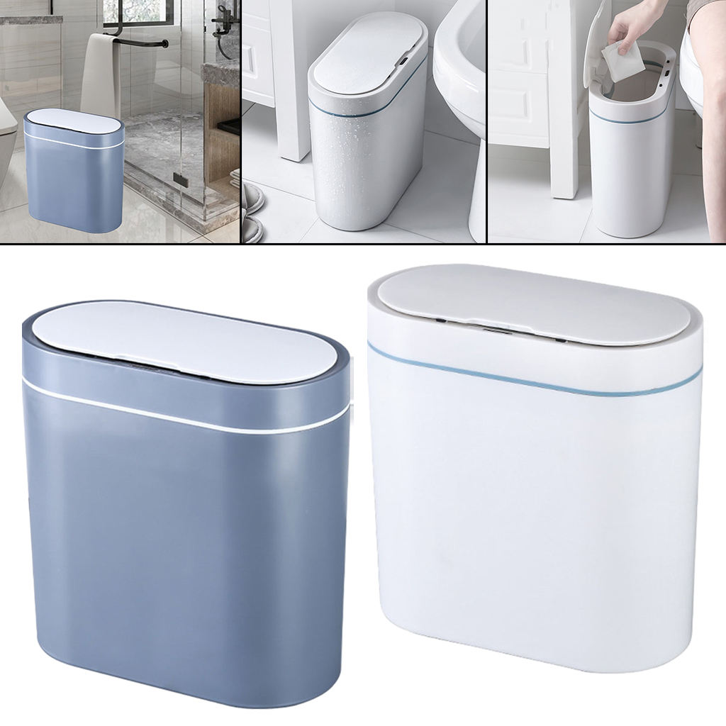 Electronic Automatic Intelligent Auto Smart Trash Can Garbage Bin Oval Waterproof Sense Activated Narrow Seam Office