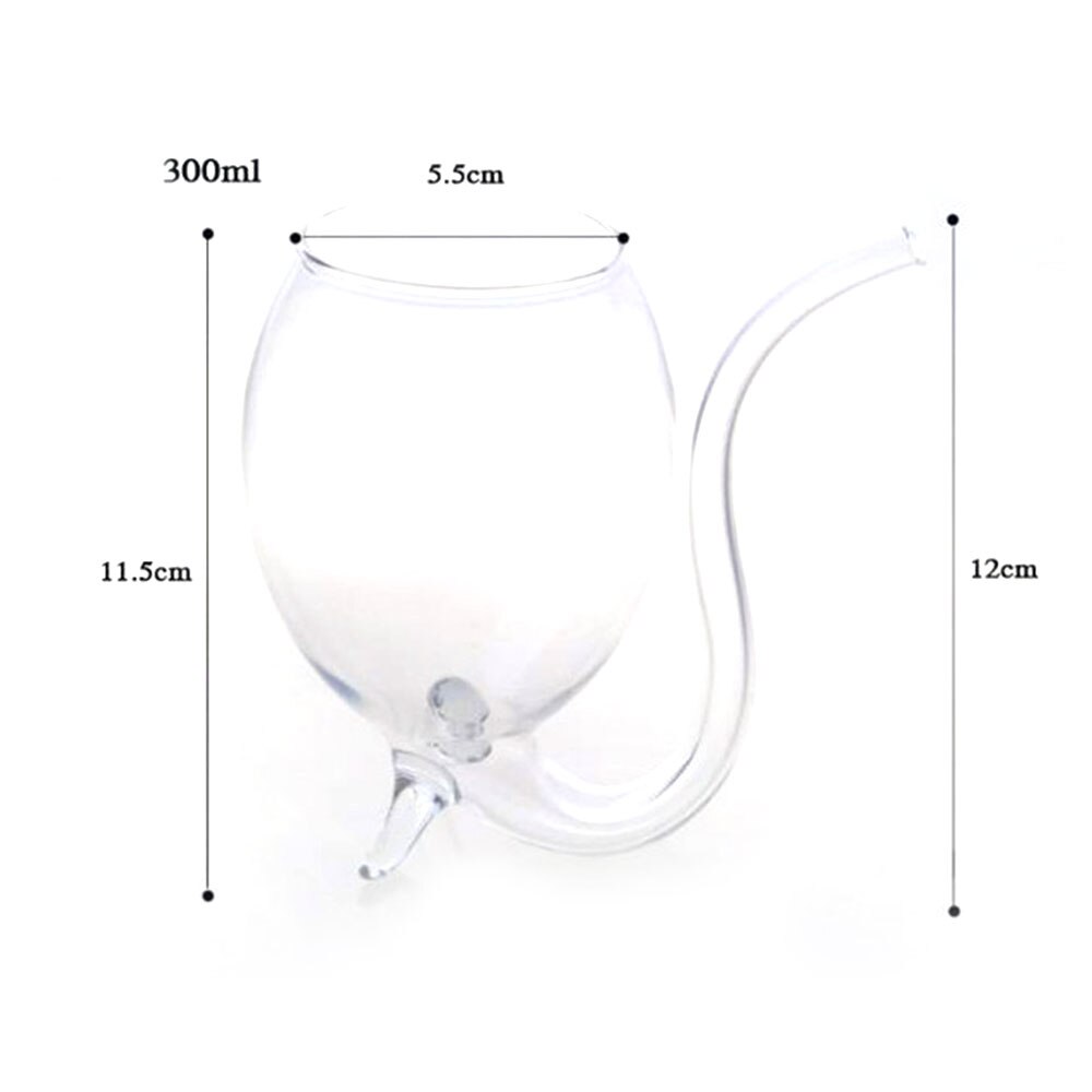 Elbow Wine Whiskey Glass Heat Resistant Glass Sucking Juice Milk Cup Tea Wine Cup With Drinking Tube Straw Transparent