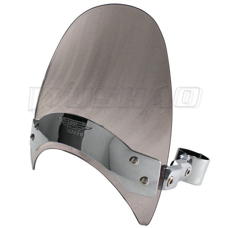 Windshield Windscreen For 2003 - Suzuki VanVan Van Van RV 125 RV125 200 RV200 Front Fork Mount Clamp Screen: Smoke