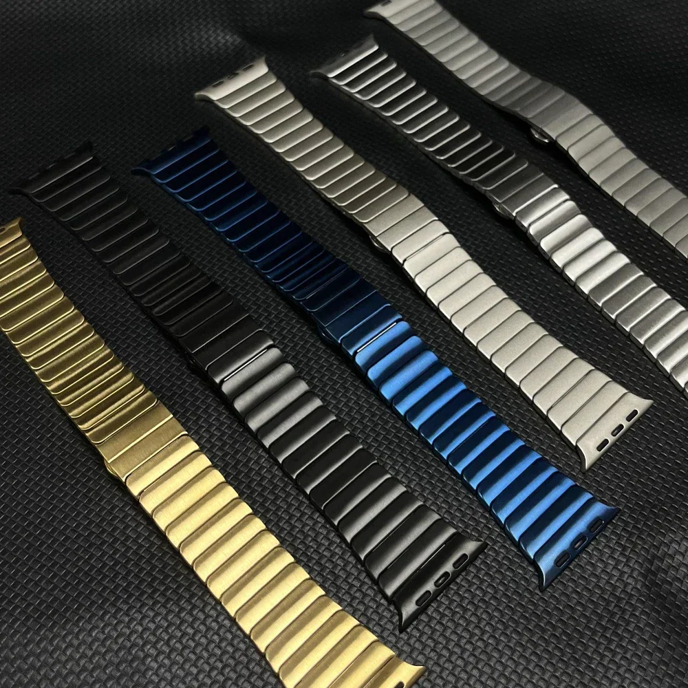 Bracelet couleur titane pour Apple Watch Ultra 2 49mm 10 46mm 9 8 7 5 4 se 6 boucle pour iwatch 45mm 41 42 44mm bracelet en acier inoxydable