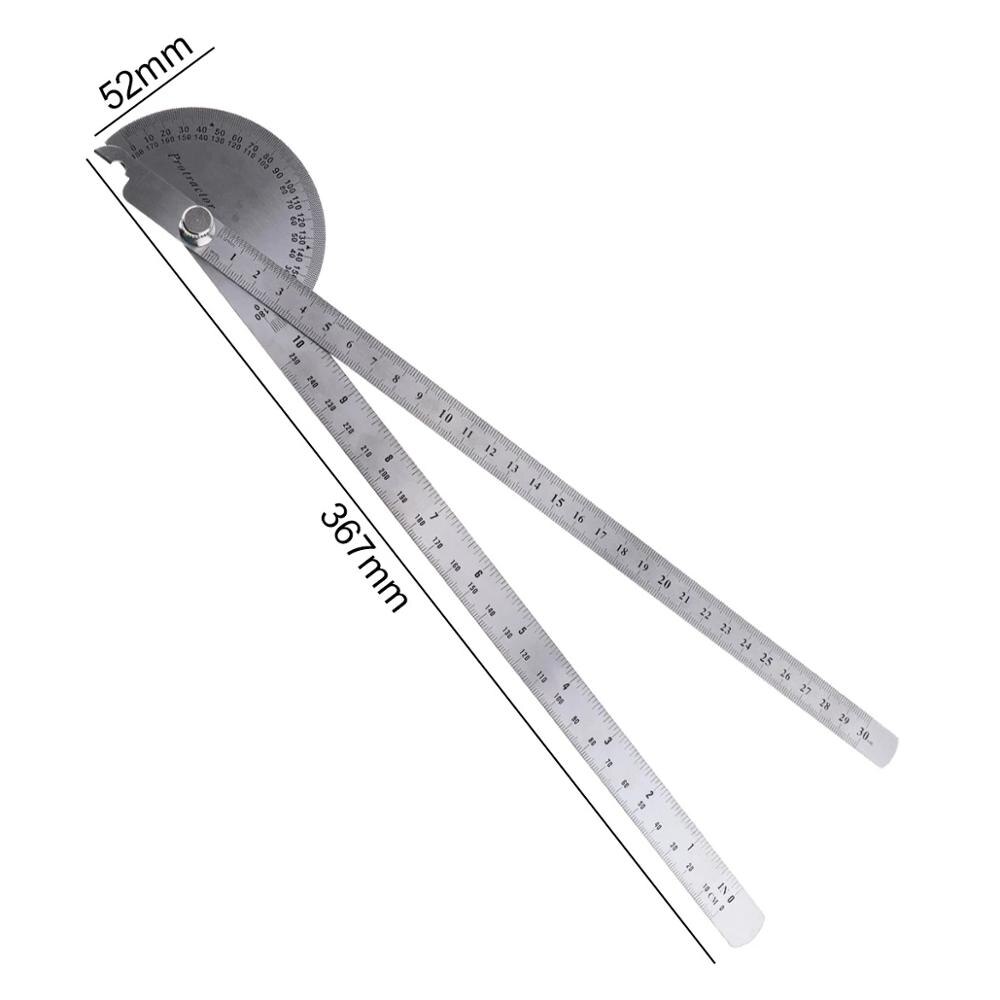 180 Degree 250 x 300mm Double-arm 150/200mm Single-arm Stainless Steel Adjustable Angle Ruler Round Head Rotary Protractor Tool