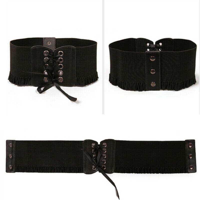 Women Ladies Elastic Stretch Belts Buckle Waist Belt Wide Cinch Corset Waistband