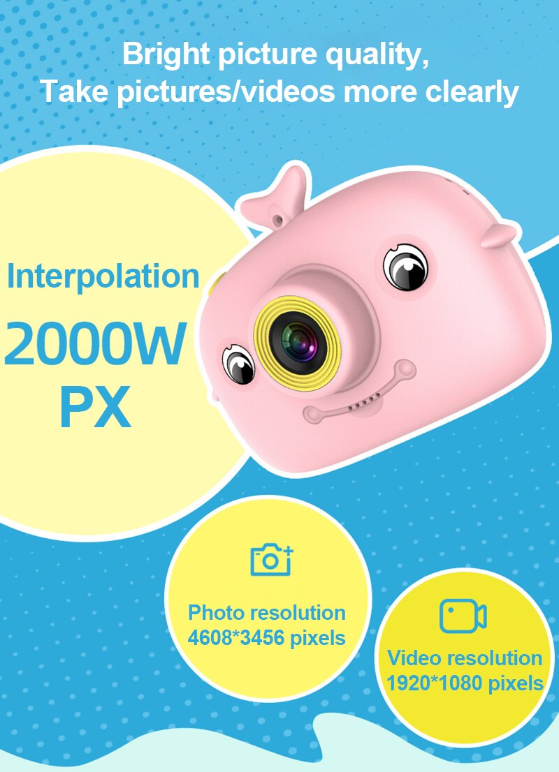 X12 Per Bambini Fotocamera 2000W Pixel IPS Dello Schermo Del Fumetto Digitale DV Macchina Fotografica Portatile di Sport Camcorder Video Recorder Come Bambino regalo