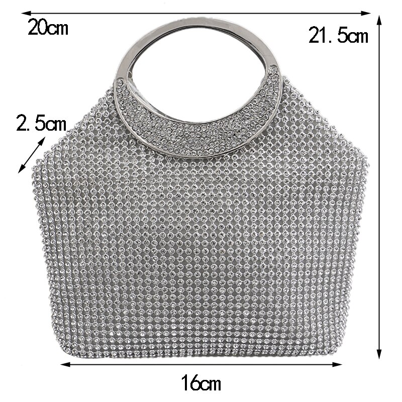 SEKUSA Full Rhinestones Evening Bag Day Clutch Crystal Chain Soft Chain Shoulder Messenger Wedding Purse Bag For Wedding Party