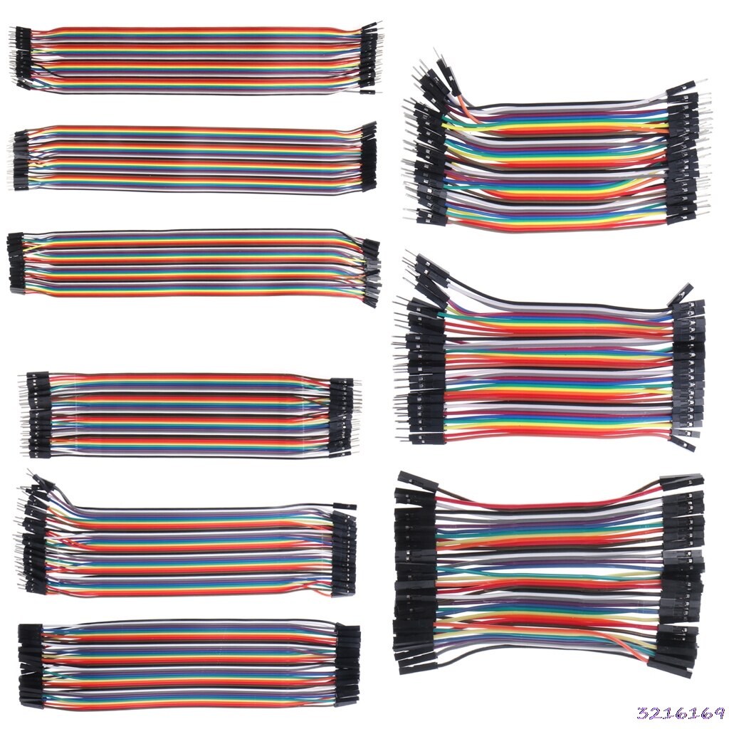 40 stk kabler mf / mm / ff jumper breadboard wire farverigt gpio bånd til diy kit