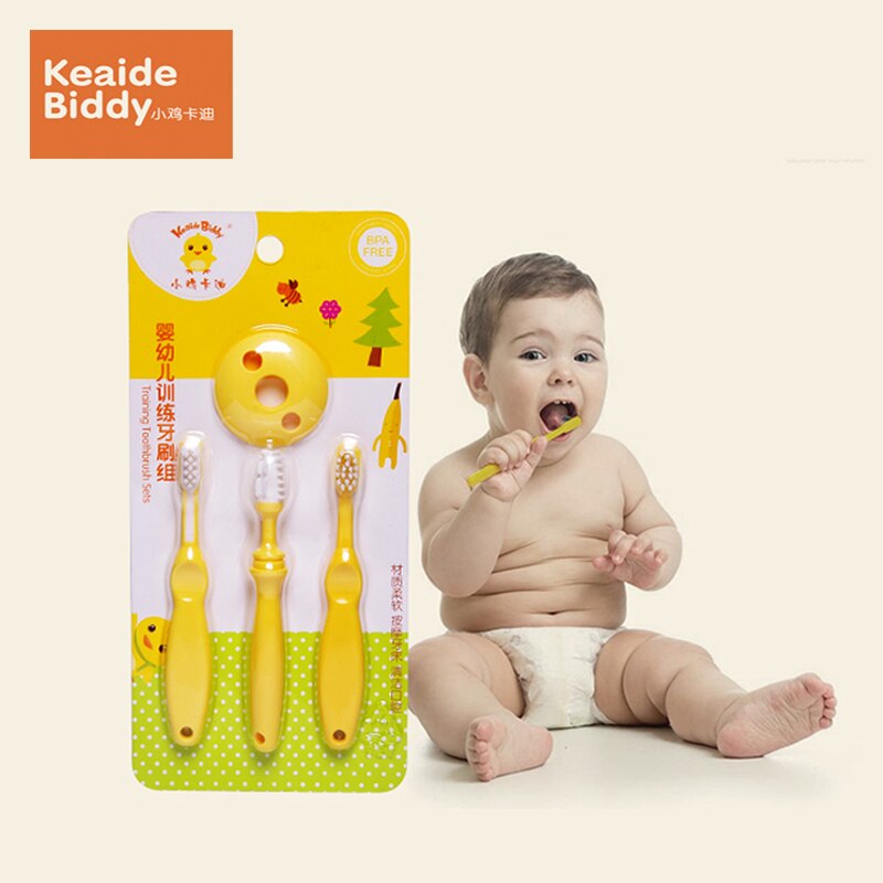 Zachte training baby veilig silicagel kids warmte-proof bescherming oral care 3 stks/set baby tandenborstel op KD3066