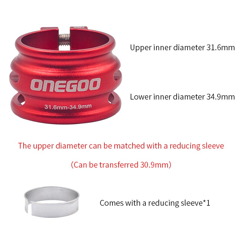 ONEGOO – collier de serrage de tige de selle de vélo en Fiber de carbone, Double couche réglable, en alliage d&#39;aluminium, 31.8/34.9mm, pour vtt: Red 31.6-34.9mm