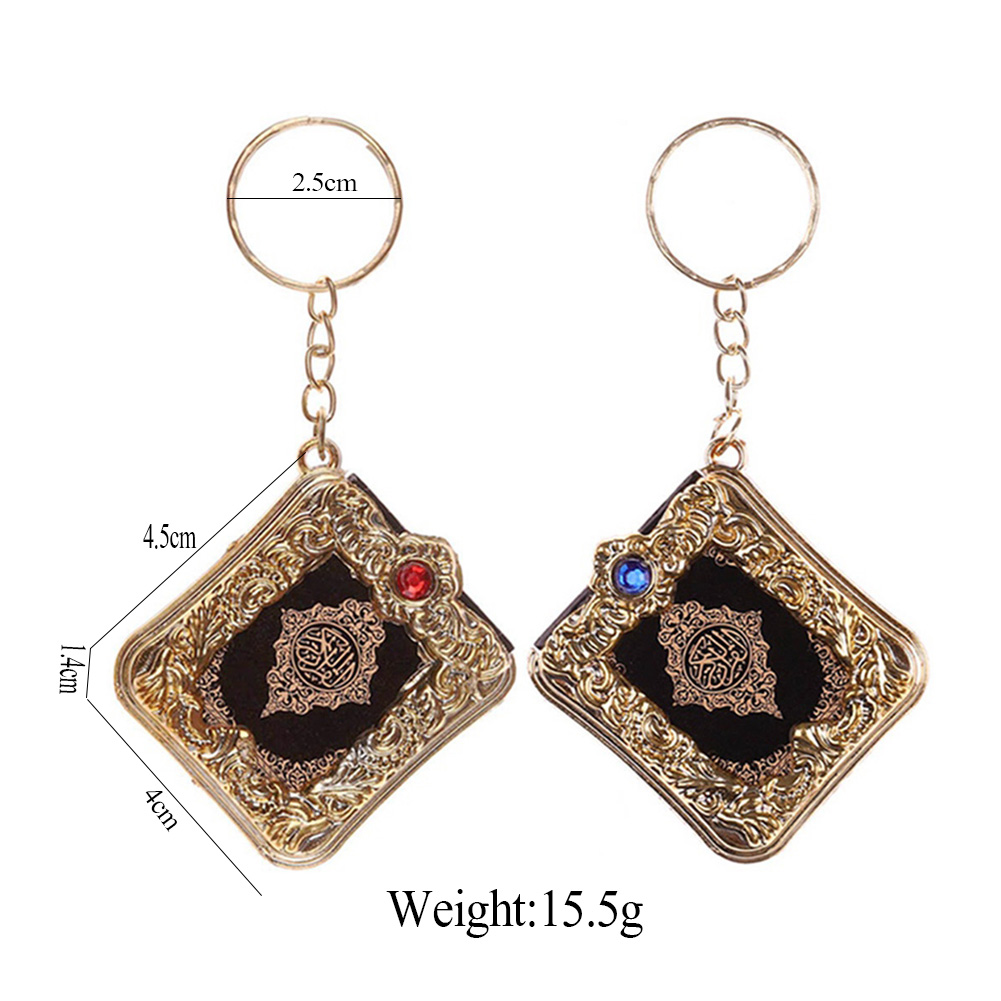 1 stks hars islamitische mini ark koran boek sleutelhanger moslim echt papier kan lezen hanger sleutelhanger sleutelhanger religieuze sieraden porte clé