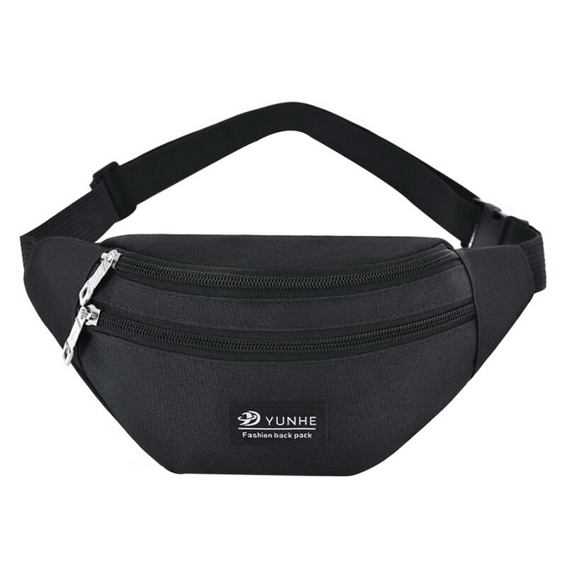 Riñonera a la para hombre y mujer, bolso informal con cinturón grande, bolso de viaje para teléfono, bolso cruzado para el pecho: black